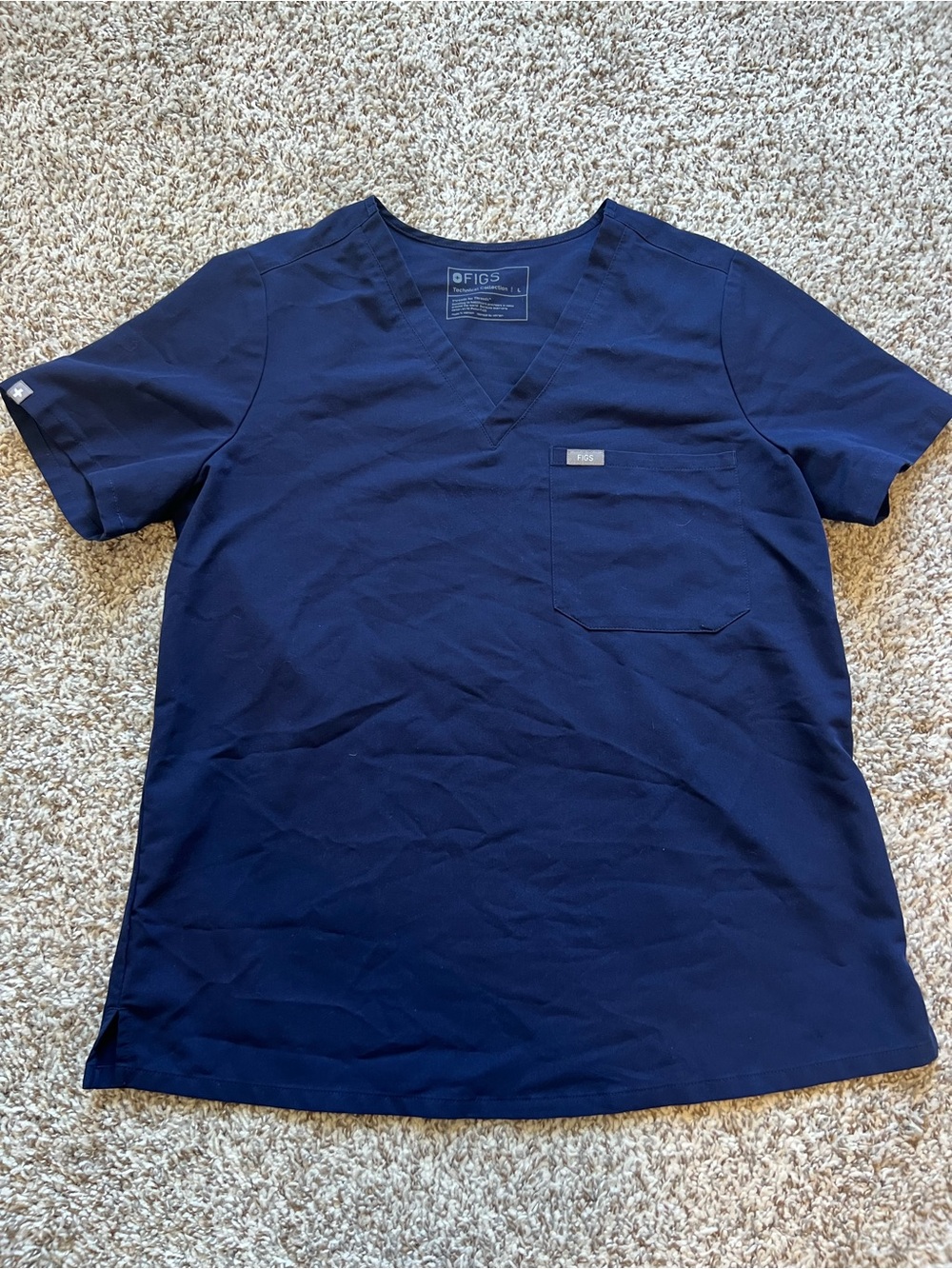 FIGS Women’s Catarina V-Neck One Pocket Scrub Top Blue Sz L